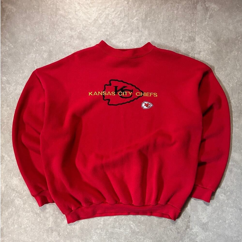 90's Vintage Kansas City Chiefs Embroidered Red Crewneck -XXL